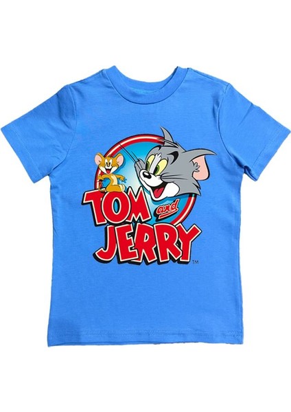 Tom & Jerry Baskılı Pamuklu Penye Kumaş Yazlık Çocuk Tişört