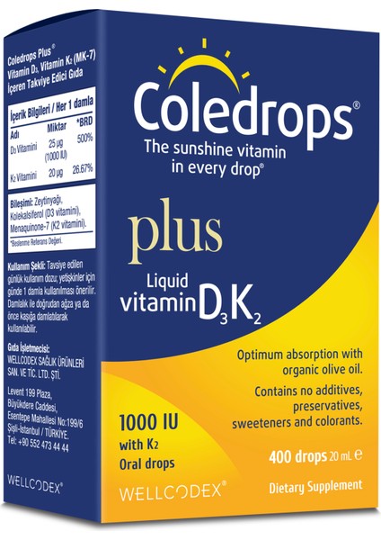 Plus Vitamin D3 K2 Damla 20 ml