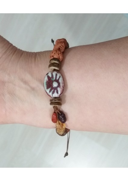 Amorf Garnet Akik Jasper Doğaltaşlı Toprak ve Seramik Boncuklu Bileklik fırsatları