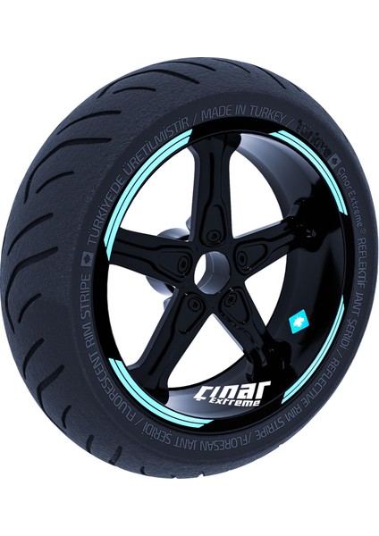 Double Stripe Tasarımlı Nane Yeşili Jant Şeridi Sticker Çınar Extreme