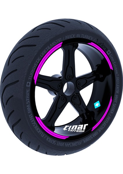 Double Stripe Tasarımlı Gül Pembesi Jant Şeridi Sticker Çınar Extreme