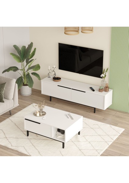 Ocean Tv Ünitesi Orta Sehpa 2'li Set Beyaz ON19-W