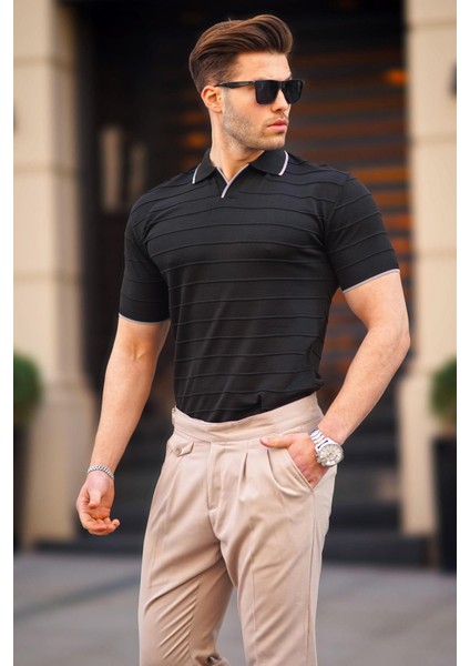 Siyah Polo Yaka Erkek Tişört 6894