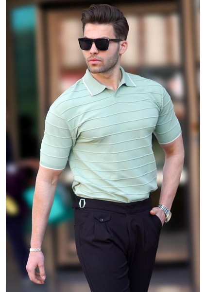 Mint Yeşili Polo Yaka Erkek Tişört 6894
