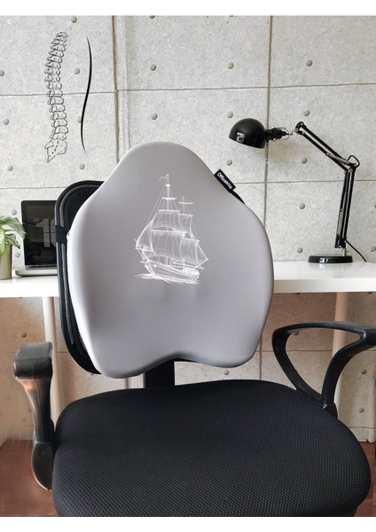 Officekup X-Large Visco Bel Destek Gamer Oyuncu Koltuk Yastığı- Gri Gemi