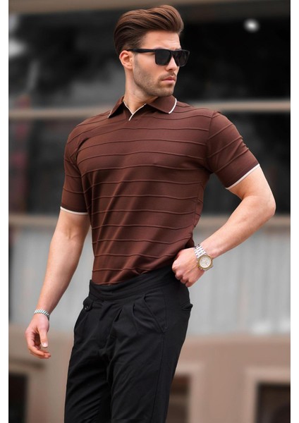 Kahverengi Polo Yaka Erkek Tişört 6894