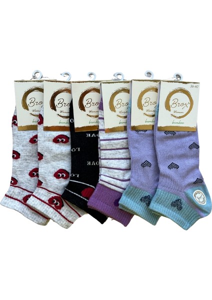 6'lı Brox Premium Bayan Bambu Patik Çorap