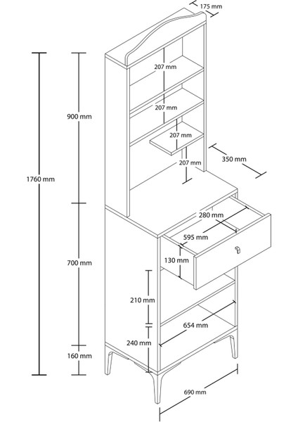 5204 Sıesta 69 cm Kahve Köşesi Çok Amaçlı Dolap 2 Kapaklı 1 Çekmeceli Kiler Mutfak Dolabı Sepet - Beyaz fiyatları