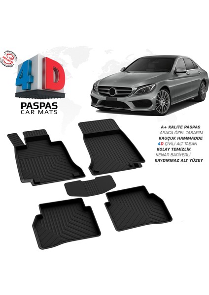 Mercedes C Serisi W205 Ferrous 4d Havuzlu Kauçuk Paspas 2015 2021