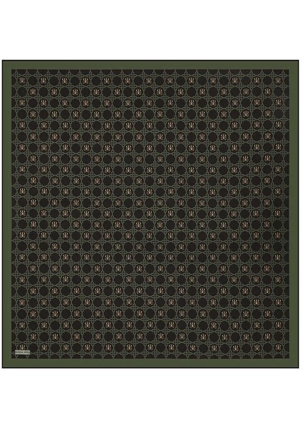 Haki Zincir Monogram Twill Ipek Eşarp