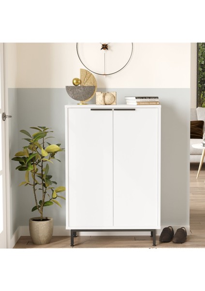 Artego Ayakkabılık Metal Ayaklı 5 Raflı Beyaz Ag1-W