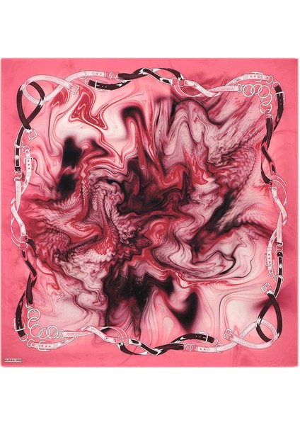 Fuşya Kemer Desen Sura Ipek Eşarp