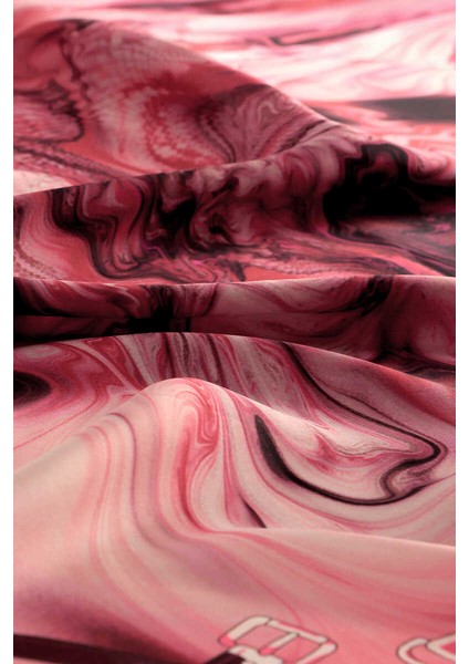 Fuşya Kemer Desen Sura Ipek Eşarp modelleri