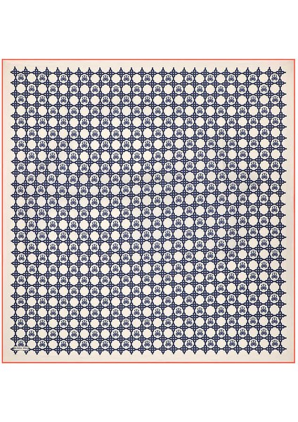 Ekru Zincir Monogram Twill Ipek Eşarp