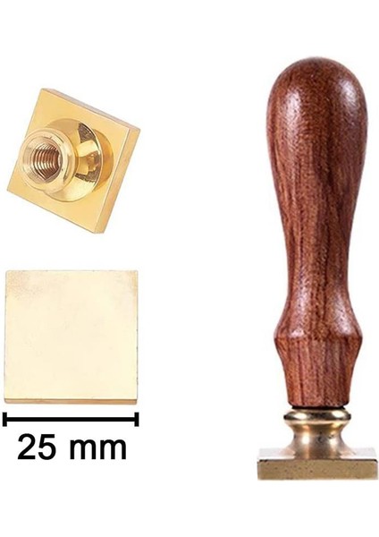 Mührü Mumu Damga 25mm Kare Boş Bakır Kafa + Ağac Sap