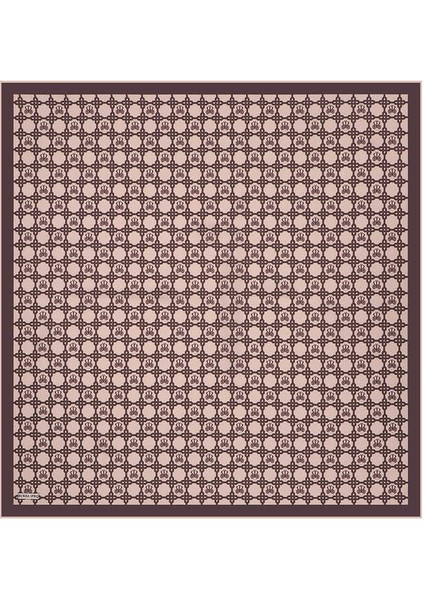 Mürdüm Zincir Monogram Twill Ipek Eşarp