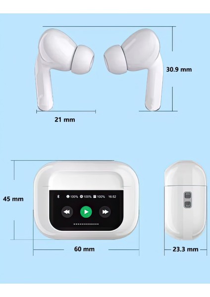 Dokunmatik IPS Ekranlı Ultra Kaliteli Air Pro2 Anc/enc Özellikli Kulaklık (2024 Yeni Model)