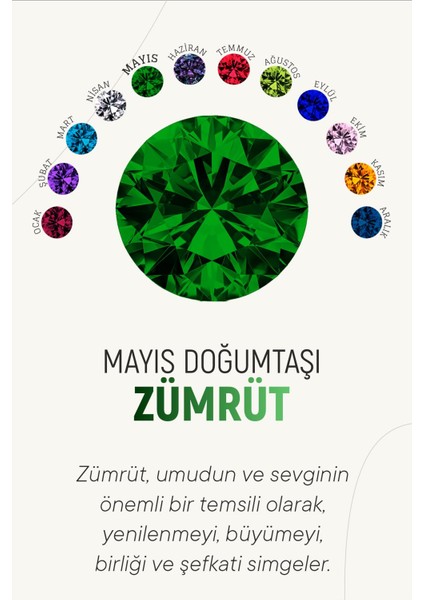 Mayıs Zümrüt Doğum Taşı Çiçek Motifli Telkari Gümüş Küpe