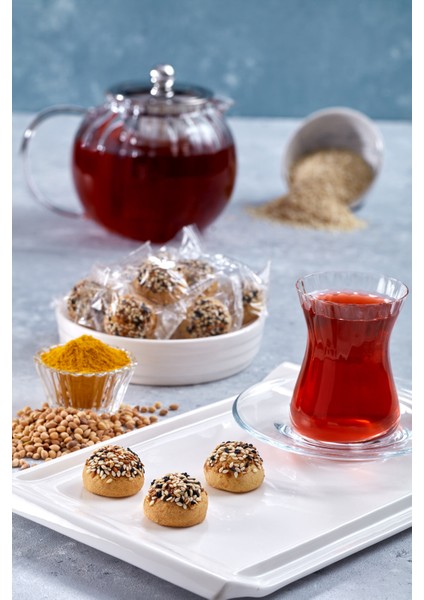 Susam & Çörekotu Kaplı Zerdeçal ve Mahlepli Tuzlu Mini Kurabiye 5 kg (Tek Tek Paketli)
