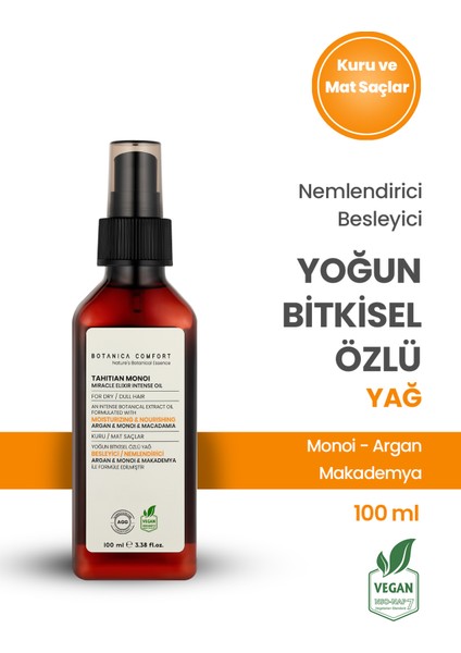 Kuru ve Yıpranmış Saçlar Için Monoi, Argan ve Makademya Yağ Içerikli Nourishing Bakım Yağı 100 ml