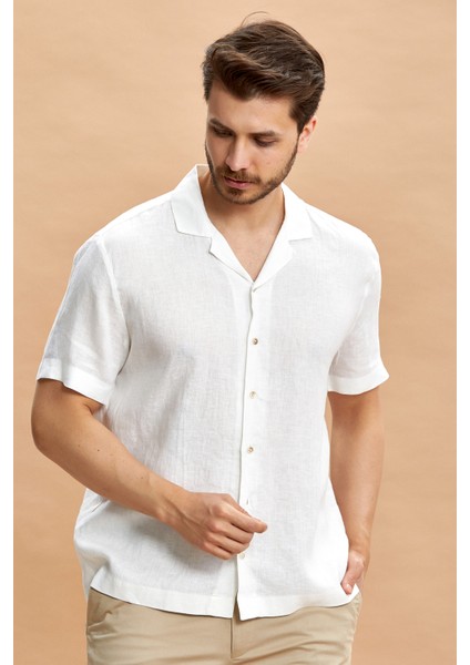 Apres Erkek Keten Gömlek - Beyaz %100 Keten modelleri