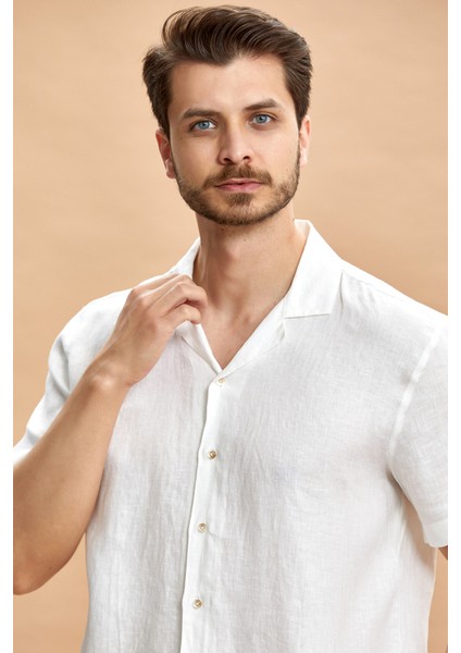 Apres Erkek Keten Gömlek - Beyaz %100 Keten indirimleri