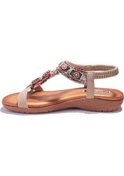 DZA07-7416782BB Bej Günlük Ortopedik Kadın Sandalet modelleri
