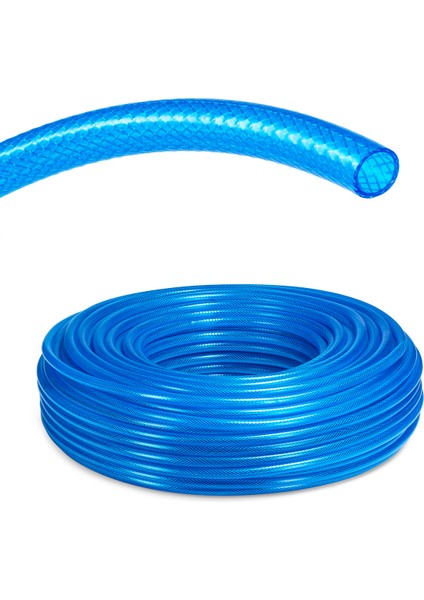 Pvc Şeffaf Örgülü Hortum Mavi Renk 1 1/2 (İç Çap 38 Mm) 50 Metre