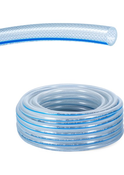 Süper Mavi Pvc Şeffaf Örgülü 5/8 (İç Çap 16 Mm) 100 Metre