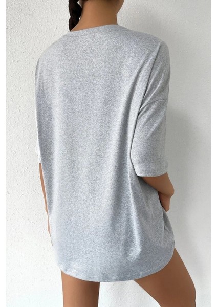 Kadın Happiness Baskılı Oversize Salaş T-Shirt indirimleri