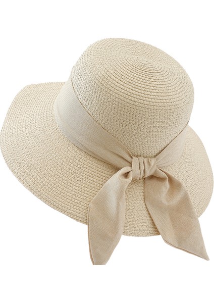 Güneşlik Kadın Güneş Koruyucu Hasır Şapka Dokuma Bayan Hasır Şapka Plaj Şapkası (Yurt Dışından)