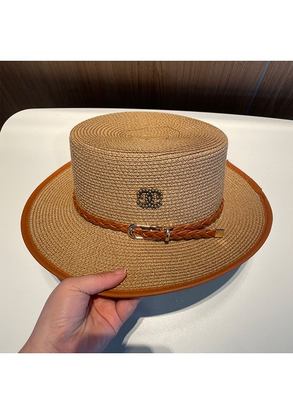 Yaz Düz Hasır Şapka Bayanlar Ingiliz Tarzı Küçük Pot Şapka (Yurt Dışından)