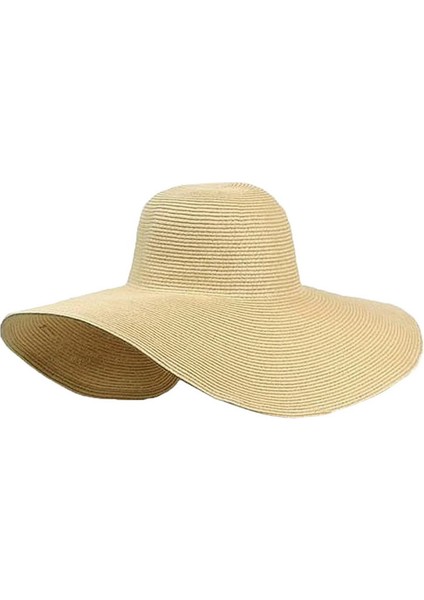 Büyük Kenarlı Hasır Şapka Plaj Şapkası Büyük Kenarlı Şapka Güneş Şapkası Bayan Güneş Şapkası (Yurt Dışından)