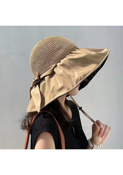 Açık Seyahat Büyük Kenarlı Şapka Güneşlik Bayanlar Güneş Koruyucu Şapka Fiyonk Şapka (Yurt Dışından)
