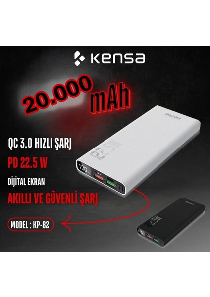 Powerbank 22.5 W Ultra Hızlı ve Güçlü 20.000 Mah Pd Özellikli Yeni Nesil Yeni Üretim