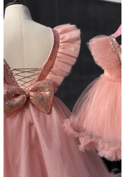 Somon Kristal Anne Kız Çocuk Bebek Abiye Elbise