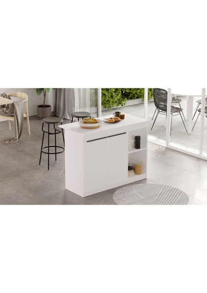 Orren Ada Mutfak Yemek Masası 2 Kapaklı 120CM Beyaz Or2-W fırsatları