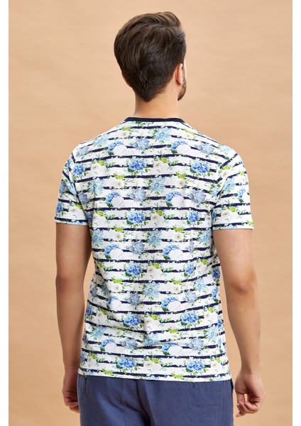 Marchıo Baskılı Erkek Tişört - Lacivert/beyaz fırsatları