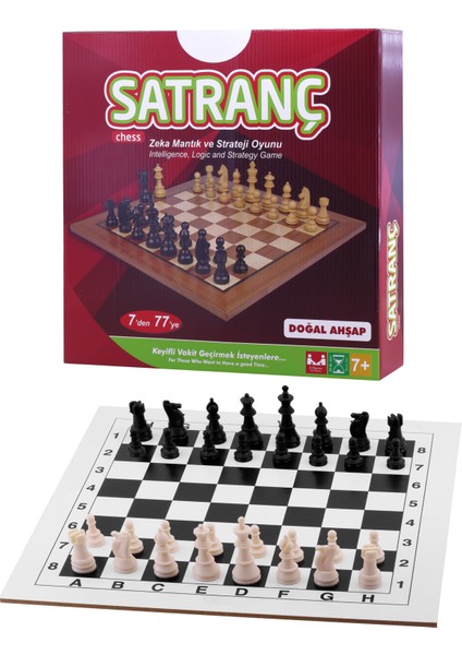 Satranç Takımı Seti Mdf Ahşap Tabla Plastik Taşlar Kutulu Başlangıç Seti Kutu Oyunu 29 cm