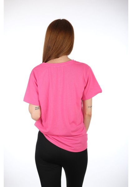 Pembe V Yaka T-Shirt