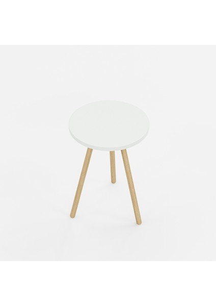 Yuvarlak Yan Sehpa Ahşap Ayaklı Tekli Zigon Sehpa