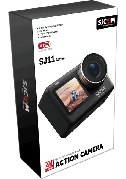 SJCAM SJ11 Active Dual Screen 20MP 5GHz WiFi 4K UHD Su Geçirmez Kasa 154° 1300mAh Aksiyon Kamerası Siyah