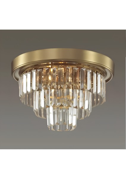 Salon / Oturma Odası Retro Eskitme Kristal Taşlı Modern Salon Yatak Odası Lüks Plafonyer Avize Bej