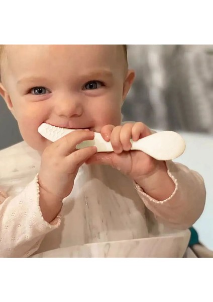 Meleni Baby 2'li Silikon Beslenme Seti ,3 Bölmeli Silikon Beslenme Tabağı-Silikon Diş Kaşıyıcı Özellikli  Kaşık