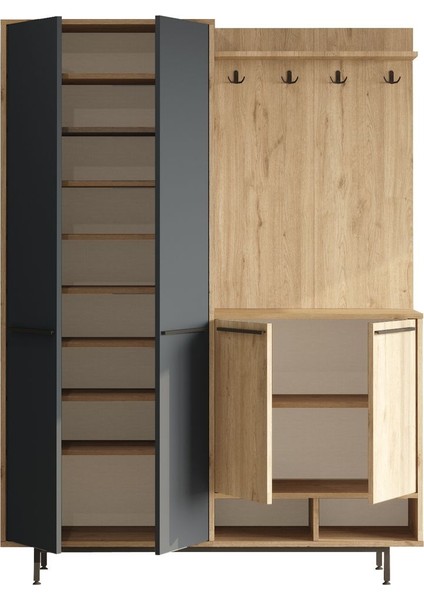 Oasis Portmanto Vestiyer Ayakkabılık Metal Ayaklı Sepet-Antrasit indirimleri