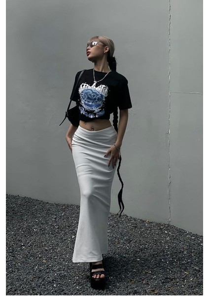 Beyaz Maxi Basic Etek indirimleri