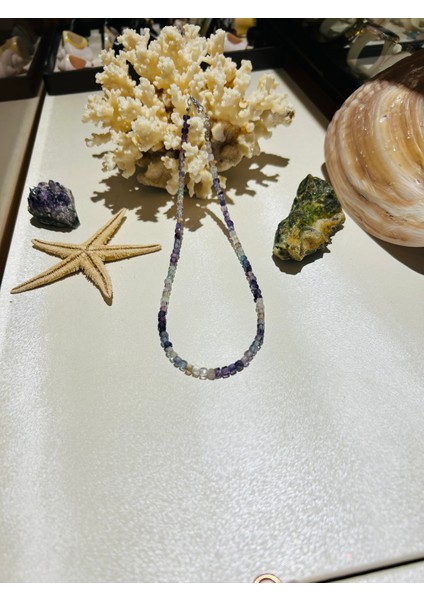 Küp Kesim Florit Doğal Taşlı Kolye