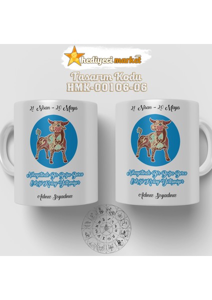 Boğa Burcu Erkeğine Özel Beyaz Kupa Bardak - HMK-00106-06 fiyatları