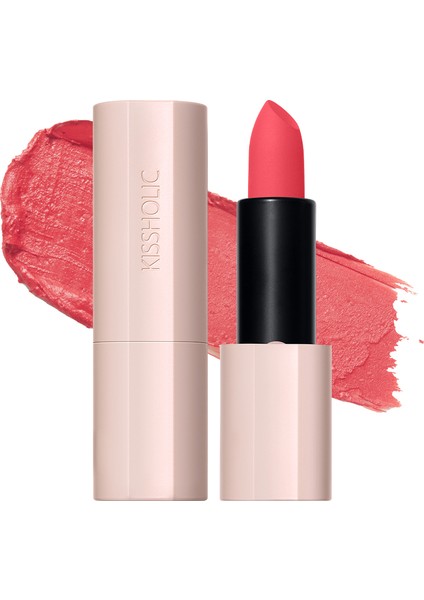 The Saem Kissholic Lipstick Matte - Uzun Süre Dayanıklı Kadife Bitişli Mat Ruj - CR07 Naked Coral