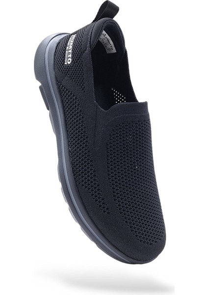 Hafif Tasarım Bağcıksız Fileli Yazlık Siyah Erkek Spor Ayakkabı HM340737A